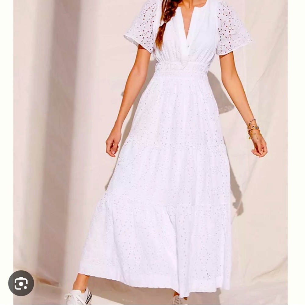 Anthropologie Somerset White Eyelet Dress